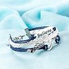 Zinc Alloy Believe & Wing & Infinity Leather Multi-strand Bracelets BJEW-BB15549-8