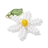 Glass Seed Beaded Flower Pendants PALLOY-TA00345-01-3