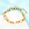 304 Stainless Steel Ring Link Chain Bracelets for Women Men BJEW-H643-10G-3