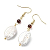 Natural Baroque Keshi Pearl and Natural Amber Dangle Earrings EJEW-JE07110-3