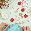  8Pcs 2 Colors Strawberry Silicone Beads Knitting Needle Protectors/Knitting Needle Stoppers DIY-NB0010-42-3