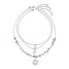 201 Stainless Steel Sun Moon Star Pendant Natural Green Aventurine & 304 Stainless Steel Link Chain 3 Layer Necklaces for Women NJEW-JN05470-03-4