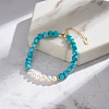 Synthetic Turquoise & Natural Freshwater Pearl & 925 Sterling Silver Beaded Bracelets for Women BJEW-G726-01G-5