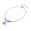 Synthetic Turquoise Charms Anklets AJEW-AN00234-03-1