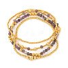 4Pcs 4 Styles Natural Amethyst & Brass Round Beads Stretch Bracelets for Women NA2188-1-5