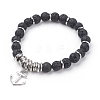 Natural Lava Rock Charm Bracelets BJEW-JB03403-01-1