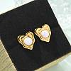 Natural White Jade & Ion Plating(IP) 304 Stainless Steel Heart Stud Earrings EJEW-A118-04G-04-2