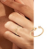 1Pc Letter Brass Rhinestone Open Cuff Rings for Women AJEW-LP0004-47U-G-1