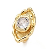 Brass Pave Cubic Zirconia Adjustable Open Cuff Rings for Women RJEW-R032-01G-4