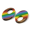 Pride Rainbow Theme Resin & Walnut Wood Pendants WOOD-K012-01-2