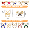 40Pcs 10 Style Butterfly Alloy Rhinestone Cabochons MRMJ-HY0002-38-2