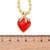 Brass Red Enamel Strawberry Pendant Ball Chain Necklaces NJEW-Z059-02G-3