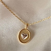 Ion Plating(IP) Titanium Steel Oval with Heart Pendant Necklaces for Women PW-WG75402-01-1