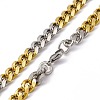 Two Tone Vacuum Plating 201 Stainless Steel Cuban Link Chain Necklace with 304 Stainless Steel Clasps for Men Women NJEW-M194-01D-GP-3