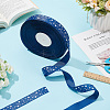 100 Yards Star Print Polyester Grosgrain Ribbon OCOR-WH0088-76-4