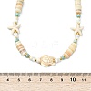 Ocean Starfish Turtle Dyed Synthetic Turquoise & Natural Amazonite & Rose Quartz & Shell Heishi Beaded Necklaces for Women NJEW-JN06096-4