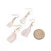 Natural Rose Quartz Irregular Nuggets Dangle Earrings EJEW-JE05018-02-4