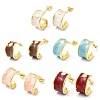 C-Shaped Brass Enamel Stud Earrings EJEW-P333-07G-2