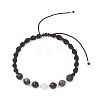 Natural White Moonstone & Lava Rock & Obsidian & Larvikite Round Beads Braided Bead Bracelets for Women BJEW-JB12917-03-1