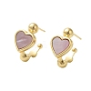 Shell Heart Stud Earrings EJEW-K287-01G-12-1