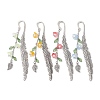 4Pcs 4 Colors Alloy Feather Bookmarks AJEW-TA00024-1