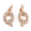 Brass Micro Pave Grade AAA Cubic Zirconia Charms ZIRC-P067-11RG-Q-NR-2