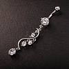 Piercing Jewelry Real Platinum Plated Brass Rhinestone S Shape Navel Ring Belly Rings AJEW-EE0001-54A-3