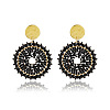 Flat Round 304 Stainless Steel Glass Seed Beads Dangle Stud Earrings FS-WG93238-02-1