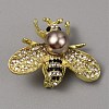 White Imitation Pearl with Rhinestone Bee Brooch Pin LS-AJEW-WH0329-82E-1