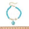 304 Stainless Steel & Synthetic Turquoise Charm Bracelets BJEW-JB14065-01-4