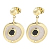 Real 18K Gold Plated Brass Enamel Dangle Stud Earrings Findings KK-B124-09G-01-4