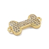 Rack Plating Brass Micro Pave Clear Cubic Zirconia Bone Connector Charms KK-A234-059G-2