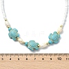 Ocean Sea Animals Synthetic Turquoise & Natural Cultured Freshwater Pearl & Glass Seed Beaded Necklaces for Women NJEW-JN06127-02-5