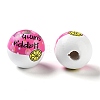 Summer Theme Printed Wood European Beads WOOD-M010-06E-2
