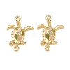 Brass Micro Pave Clear Cubic Zirconia Turtle Connector Charms KK-B161-05G-1