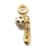 Brass White & Black Enamel Football Shoes European Dangle Charms KK-Z093-11G-1