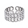 Non-Tarnish 304 Stainless Steel Curb Chain Open Cuff Ring RJEW-T023-24P-1