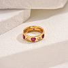 Heart Brass Micro Pave Cubic Zirconia Finger Rings for Women MC1356-2-1