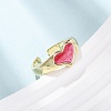 Brass Enamel Cuff Rings for Women RJEW-K264-04G-2