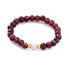 Mozambique Import Natural Garnet Round Beads Stretch Rings RJEW-B065-01-2