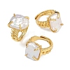 Square Natural Pearl Finger Rings RJEW-K286-09G-4