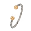 304 Stainless Steel Cuff Bangles BJEW-M136-01D-PG-4