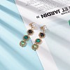Glass Rectangle Beaded Long Dangle Stud Earrings with Imitation Pearl EJEW-TA00141-01-4