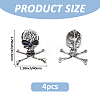 4Pcs Skull Zinc Alloy Brooches for Backpack Clothes JEWB-FH0002-04AS-2