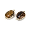 Natural Tiger Eye Faceted Connector Charms G-K347-11G-22-2
