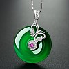 Donut Shape Synthetic Green Chalcedony Pendant Necklaces SJEW-BB66539-B-2