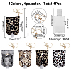 WADORN 4Pcs 4 Styles Leopard Print & Snakeskin Pattern Plastic Hand Sanitizer Bottle with PU Leather Cover KEYC-WR0001-35-2