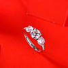 Rhodium Plated 925 Sterling Silver Pave 6.5x3.9mm Moissanite Adjustable Rings for Women WG2294D-01-3