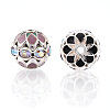 Round Brass Enamel Beads KK-Q080-01A-S-2