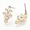 Brass Cubic Zirconia Ear Studs MAK-T011-04G-2